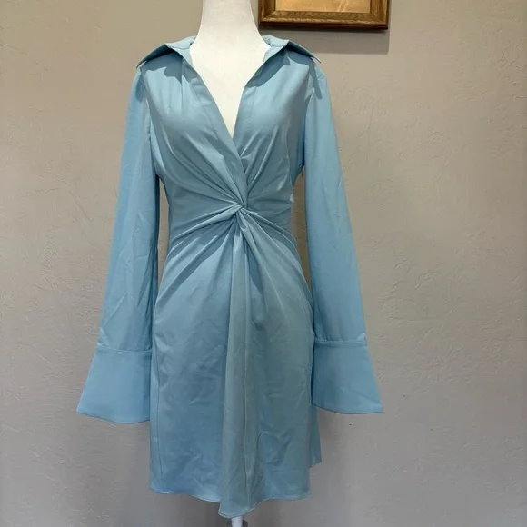 Cinq à Sept McKenna Twist Front Collared Mini DressSize 4 Blue